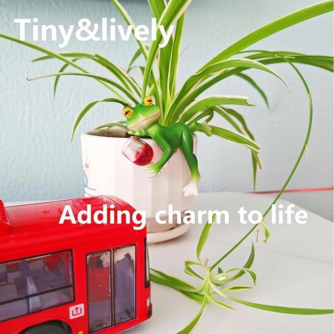 Plant Decorations for Pots:Tiny Frog Figuriner Outdoor/Indoor Planter&Home Decor| Garden Decor for Frogs Lovers | Frog Planter Hugger-Cute Frogs Figurines for Flower Pot