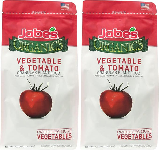Jobe's Organics Granular Garden Fertilizer | For Vegetables & Tomatoes | 4 lbs Bag | Pack of 2
