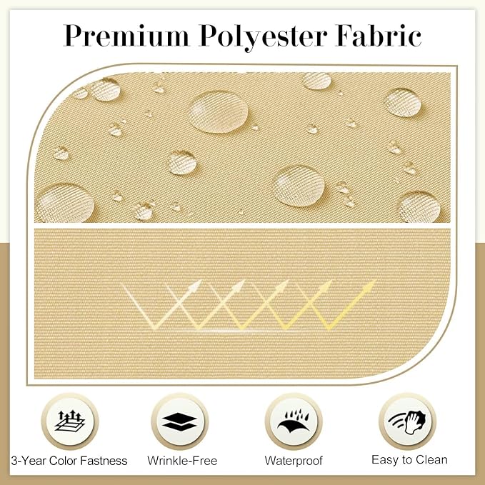 Cozyide Outdoor Chair Cushions, Waterproof Patio Seat Cushions with Adjustable Straps, Round Corner Patio Chair Cushions for Garden, Khaki, 17x16x2 Inch (Pack of 4)