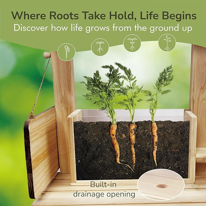 Kids Potting Bench, Garden Station to Grow Your own Vegetables, Plants and Flowers, Wooden Toy Gardening Center with Sink & Faucet, Blackboard, Garden Accessories, Storage Shelf