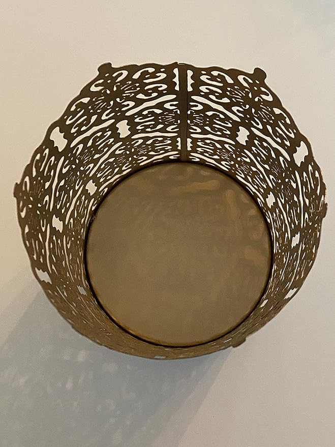 Hosley's Set of 2 Flower 7" High Cut Bronze Candle Holder & Lantern. Ideal for Use with Hosley Highly Scented Candles, Jar Candles. Can be Used as a Decorative Centerpiece in Your Living/Dining Room