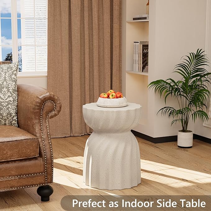 SUNBURY Outdoor Side Table, 19" H Outdoor Accent End Table, Patio Side Tables Coffee Tables, Garden Stool and Plant Stand for Patio, Garden, Living Room, and Backyard