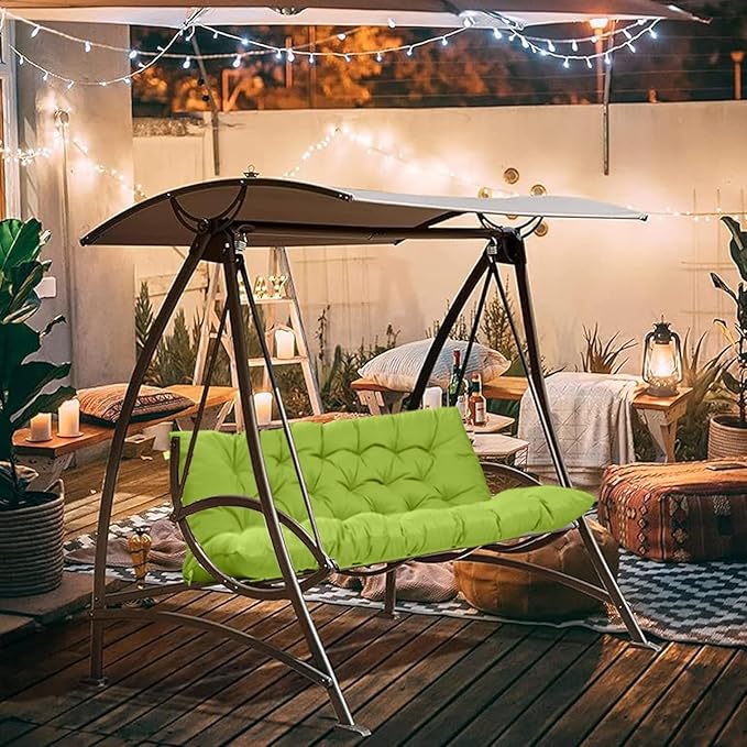 2-3 Seat Swing Replacement Cushion, Outdoor Bench Cushions with Backrest Thicken 4", Patio Furniture Garden Porch Loveseat Glider Pad Anti-Fading Waterproof (Grass Green, 40x40in)
