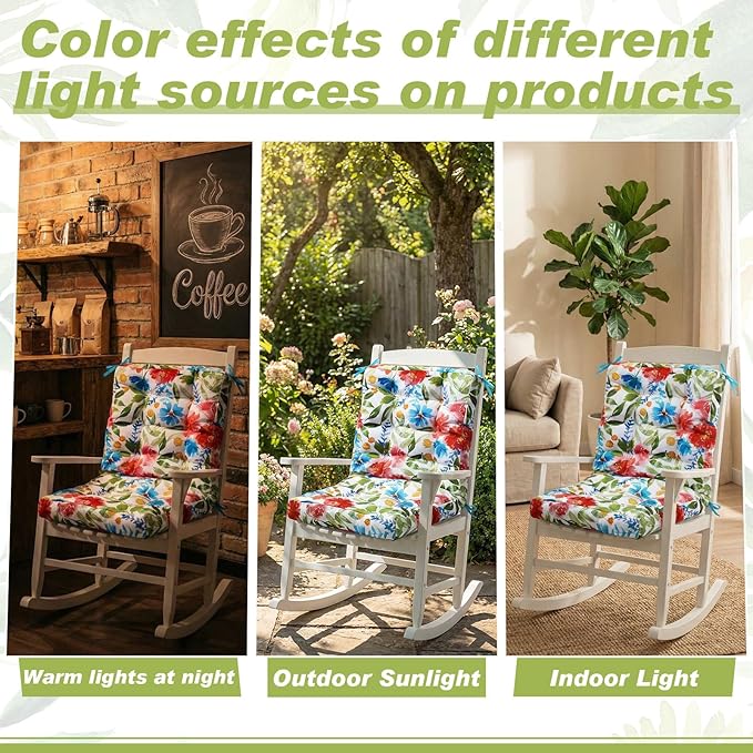 Hoteam 6 Set Outdoor Deep Seat Patio Chair Cushions Waterproof Patio Cushions Set 20 x 42 Inch for Furniture Replacement Removable Seat and Back (Flower)