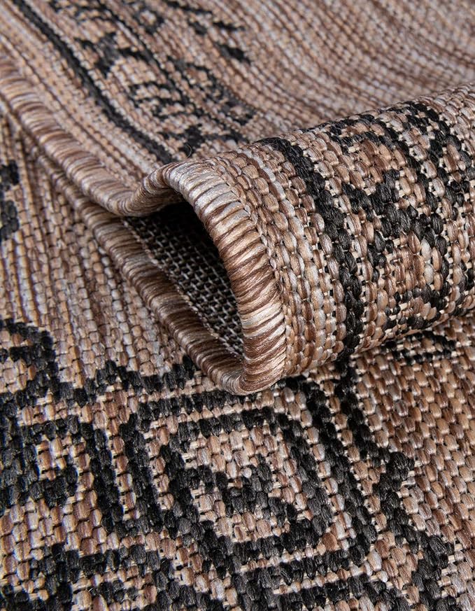 Unique Loom Outdoor Traditional Collection Area Rug - Antique (10' x 13' 1" Rectangle Beige/Black)