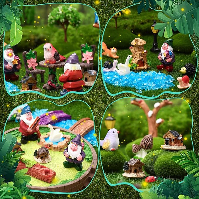 82 Pcs Fairy Garden Accessories Set Miniature Gnome Resin Figures Fairy Garden Decor Terrarium Decorations DIY Mini Landscape Ornaments