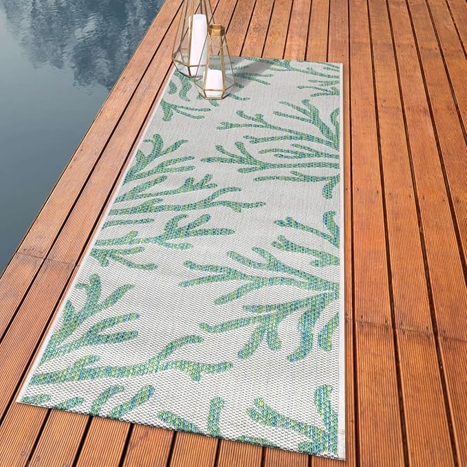 Keen Home Design Terrace Outdoor Runner Rug - 26"x67" Washable Indoor/Outdoor Rug for Patio, Kitchen, Balcony, Beach, Garden, Deck and Porch, Size: 2'2" x 5'7", Coral