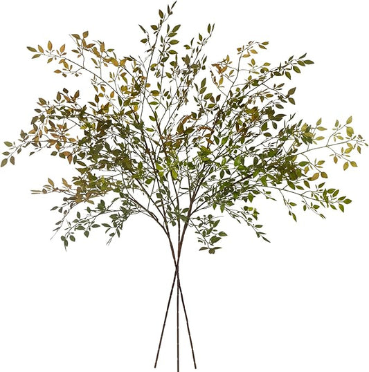 Plastic Greenery Stem Vase with Simulated 43.3 inches Stems and Branches Simulated Eucalyptus Leaves for Indoor Bedroom Living Room Dining Table Outdoor Garden Decoration