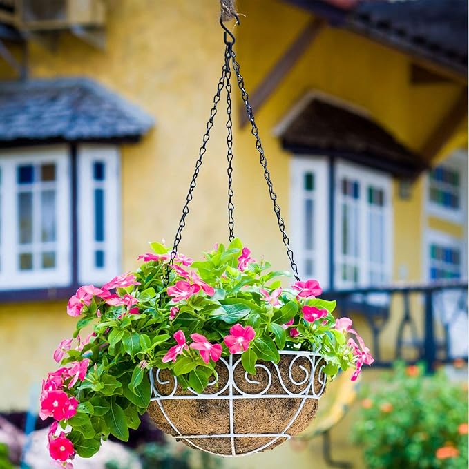 Hotop 8 Pcs Metal Hanging Chains with Ceiling Hooks, Garden Plant Hangers for Hanging Bird Feeders, Billboards, Chalkboards, Basket, Planters, Lanterns, Wind Chimes, Chain Hook DIY(16.38 Inch,Black)