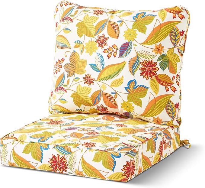 Greendale Home Fashions 2-Piece Outdoor Deep Seat Cushion Set, Foliage