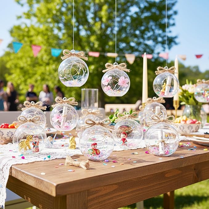24pcs of Hanging Candle Holders, Glass LED Tealight Holders, Glass Globe Plant Terrariums, 2.36" Diameter Hanging Tealight Holder Terrariums for Wedding Party Tree Home Decorations