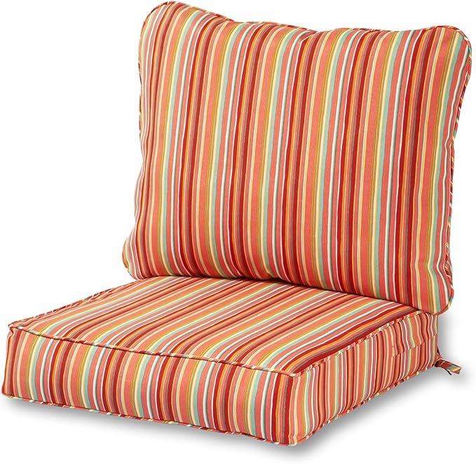 Greendale Home Fashions 2-Piece Outdoor Deep Seat Cushion Set, Watermelon Stripe