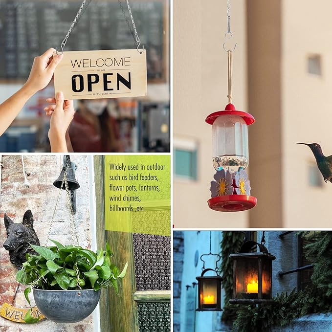 Chain for Hanging Plants, 20 Inch Silver Plant Chains for Hanging Planter Baskets Kits with Hooks for Bird Feeder Wind Chime, Small Chains Perfect for Indoor Outdoor Decor (10 PCS)