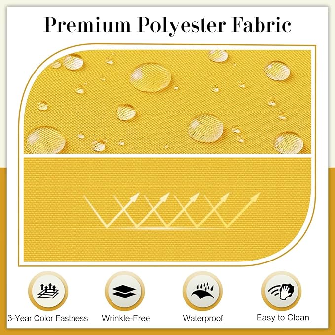 Cozyide Outdoor Chair Cushions, Waterproof Patio Seat Cushions with Adjustable Straps, Round Corner Patio Chair Cushions for Garden, Yellow, 17x16x2 Inch (Pack of 4)