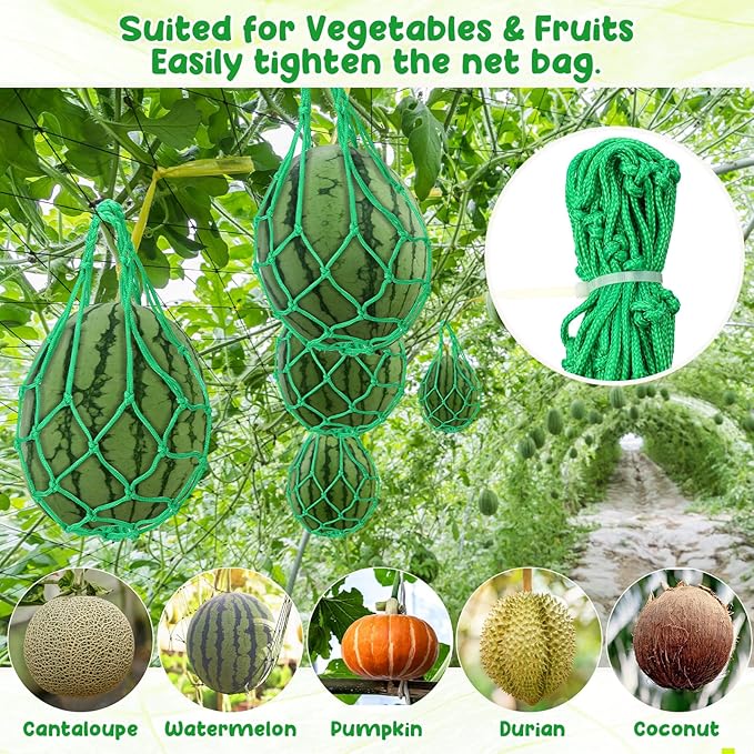 Nuenen 12 Pcs Watermelon Net Melon Hammock Melon Cradle Plant and Garden Supports Pumpkin Support Hanging Bag Protects Watermelons, Honeydew, Squash, Cantaloupes (Green)