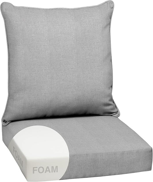 Arden Olefin Outdoor Foam Deep Seat Cushion Set, 24 in x 24 in, Weather-Proof, Rain-Proof, Fade Resistant Patio Cushion, Deep Seat Bottom and Back Cushion for Chair, Sofa, and Couch Paloma Woven