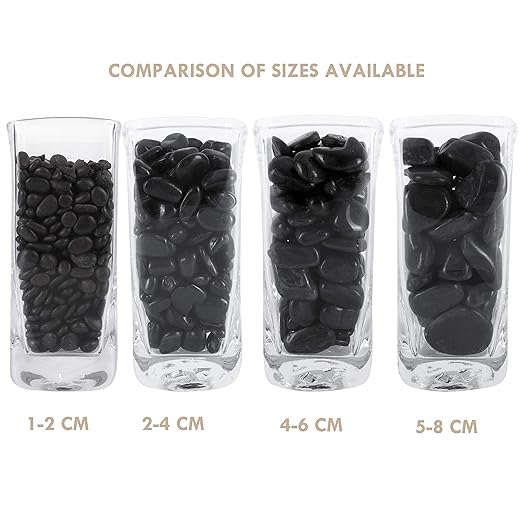 5 lbs Approx. 45 Black River Rocks Stones for Plants Pebbles for Indoor Plants | Aquarium Fish Tank Rocks | Polished Decorative Rocks for Vases (1.6-2.4 Inches)