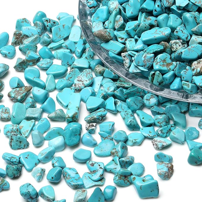 LAIDANLA Turquoise 1lb Crystal Polished Tumbled Stones Irregular Shaped Crystal Chips Bulk Natural Gemstone Aquarium Gravel Rocks Vase Filler Fish Tank Gravel Home Decoration