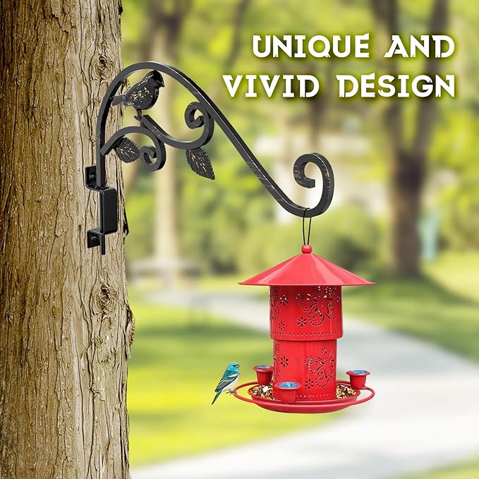 2 Pack Plant Hangers Outdoor 15.15 inch Swivel Plant Wall Hanger Sturdy Wrought Iron Plant Hangers Indoor Wall Mount, Hanging Plant Bracket for Bird Feeders, Planters, Lanterns, Wind Chime