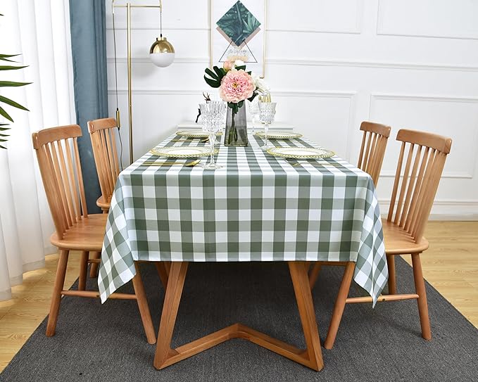 Classic Gingham Buffalo Tablecloth Fabric - Oblong 58x144 Inch Water Proof Checkered Table Cloth for Indoor Outdoor - Table Cover for Birthday, Picnics, BBQs, and Parties
