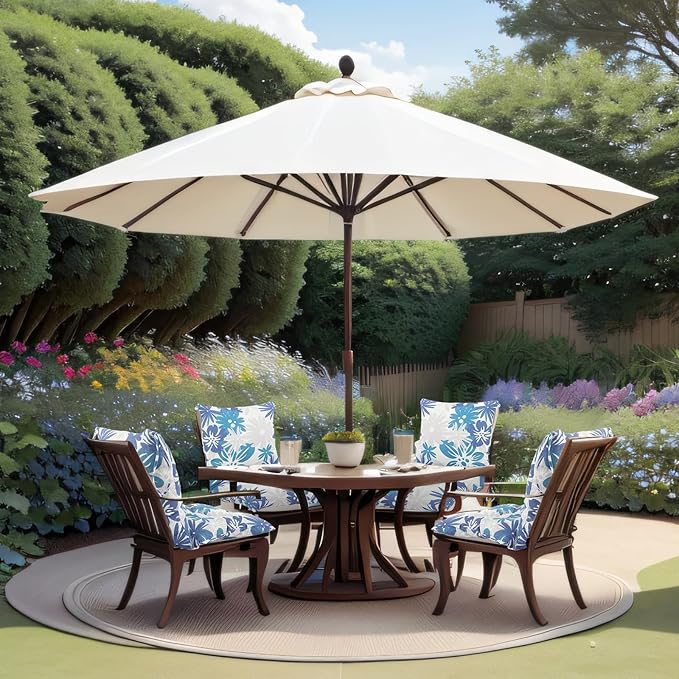 Barydat 4 Pcs Outdoor Patio Chair Cushions with Back, 21.7 x 43.3 Inch Decorative Dining Back Cushions with Tie Buffalo Plaid Indoor Outdoor for Patio Furniture (Vivid Color,Blooming Flowers)
