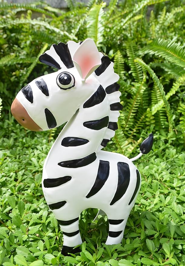 GIFTME 5 Metal Zebra Figurine Garden Outdoor Sculptures Decor,Cartoon Zebra Statues Home Decor for Women,Family