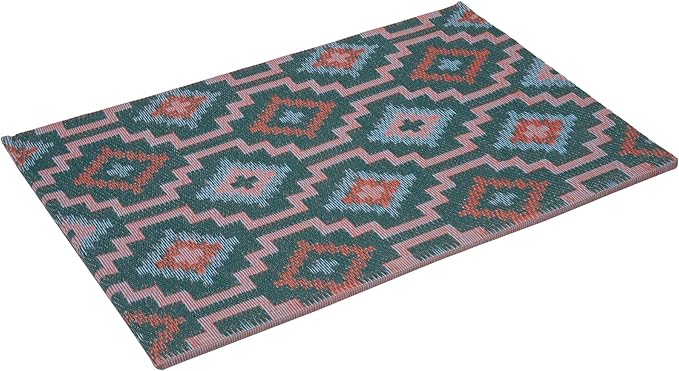 Fab Habitat Striped Non Slip Doormat - Durable, Thin - Recycled Plastic - Entryway, Front Door, Porch, Patio - Lhasa - Green (24" x 36" Non-Slip)