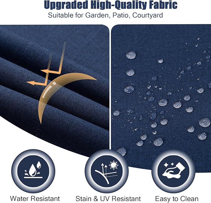 idee-home Outdoor Cushions for Patio Furniture, Outdoor Seat Cushion, Waterproof Couch Hampton Bay Deep Seat Replacement Chair Cushions for Garden Lawn Deck Backyard, 26.5 x 26.5 Navy Blue