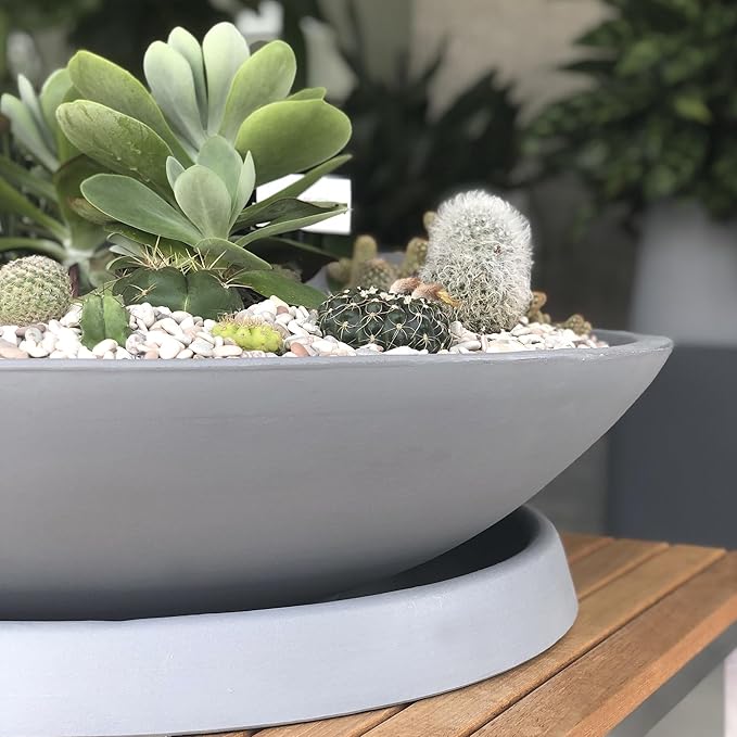 Crescent Garden Universal Round Planter Saucer, Durable Drainage Dish for Plant Pots, Heavy-Duty Plant Dishes Saucer, Indoor & Outdoor Plant Trays - Parchment (13 inch Inner, 18 inch Outer Diameter)