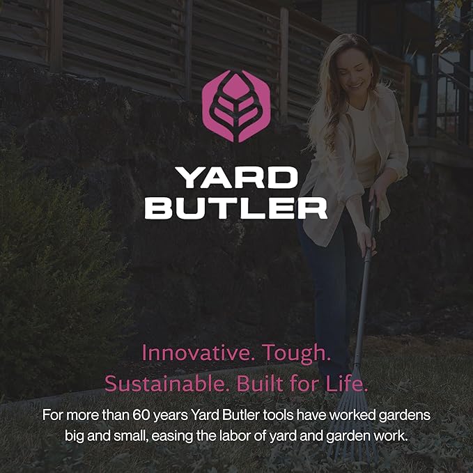 Yard Butler World’s Greatest Rake 8” Wide Shrub Rake, ILT-8 Garden Rake for Lawncare - Convenient Garden Cleaning Accessory - Lightweight Wooden Handle - Steel Tines - Easy to Maneuver