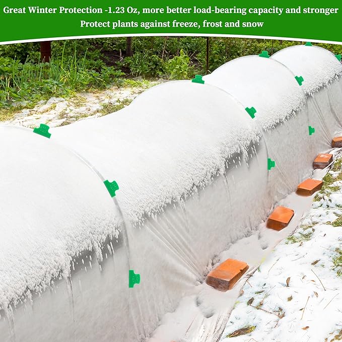 Plant Covers Freeze Protection Kit, 10 x 30 FT 1.23 Oz/yd² Frost Blanket Garden Hoops Kit for Winter, 36 Hoop, Reusable Greenhouse Bed Covers Tunnel, Snow Pest Protection for Outdoor Plant Raised Bed