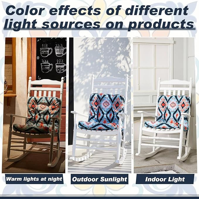 Hoteam 4 Set Outdoor Deep Seat Patio Chair Cushions Waterproof Patio Cushions Set 20 x 42 Inch for Furniture Replacement Removable Seat and Back(Ethnic Style)
