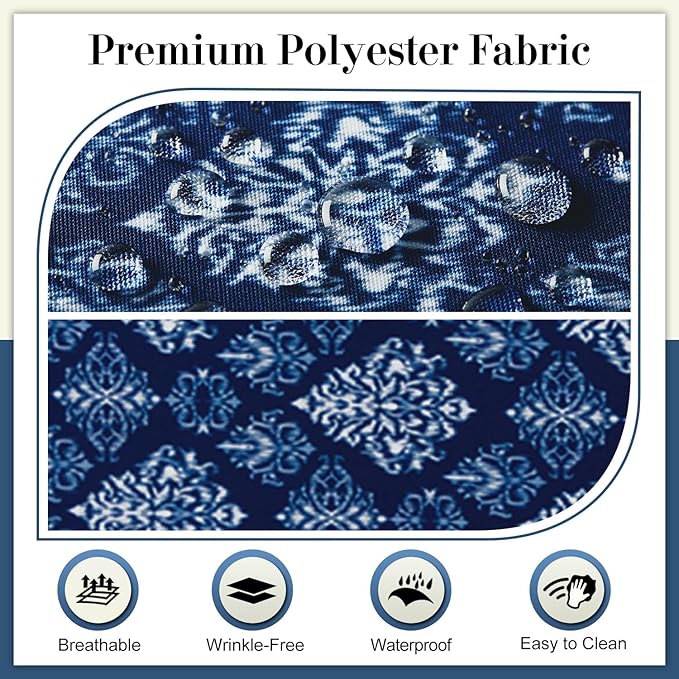 Cozyide Outdoor Chair Cushions, Waterproof Patio Seat Cushions with Adjustable Straps, Square Corner Patio Chair Cushions for Garden, Indigo Badge, 18.5x16x3 Inch (Pack of 4)