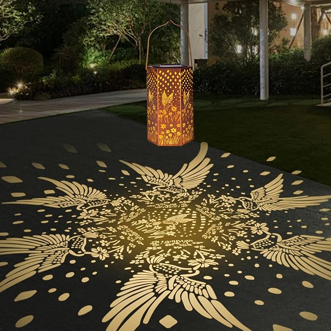 2 Pack Hummingbird Solar Lanterns Outdoor Waterproof - Mothers Day Gifts for Mom Grandma, Birthday Gifts for Women, Solar Lights Outdoor Garden Decor for Outside