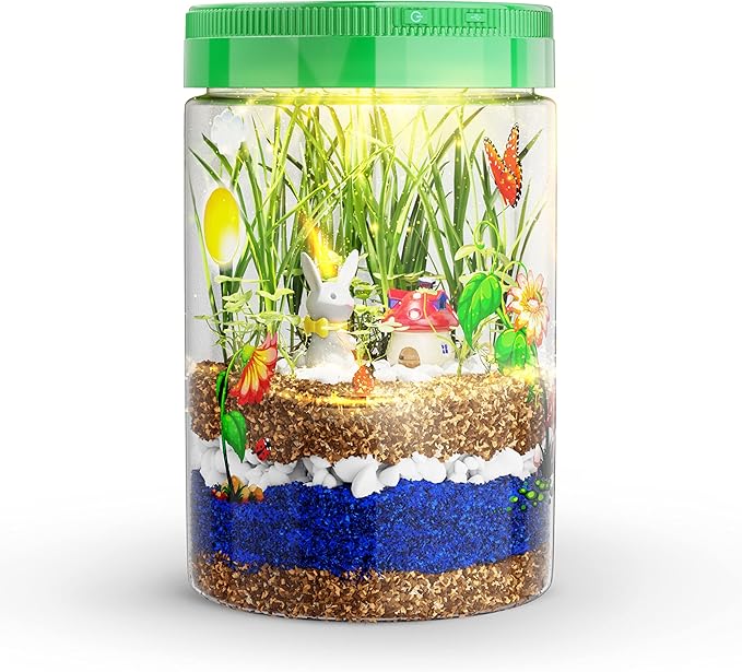 Dan&Darci Light-Up Terrarium Kit for Kids - STEM Science Kit - Educational DIY Toy for Boys & Girls - Birthday Easter Gift - Craft Project Idea for Ages 6 7 8 9 10 11 12 Year Old