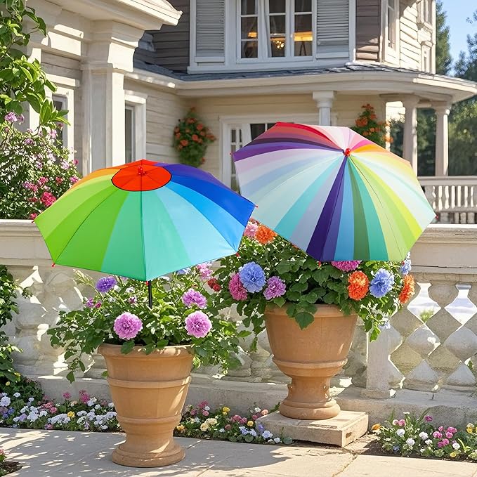 2 Pack 23.6" Upgraded Plant Umbrellas for Outdoor Plants，35.4" Higher Sun Shade for Plants, Potted Plant, Garden Beds, Provide Shade to ‌Defend Plants From Blazing Sun