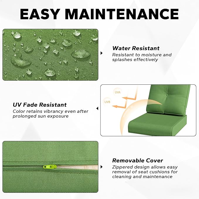 Joyside Outdoor Chair Cushions Set, 22x25/22x24 Inch Patio Furniture Deep Seat Cushions, Water Resistant & Thick Cushion, Outdoor Replacement Cushions for Seat and Sofa