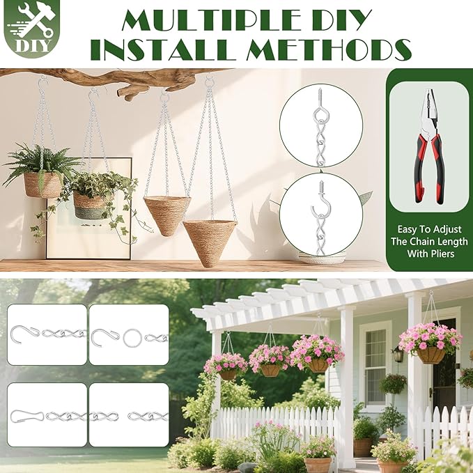 236 Inch Hanging Basket Chain,Decorative DIY Metal Silver Hanging Chain for Plants, Photo,Bird Feeder,Wind Chimes，Planters Baskets