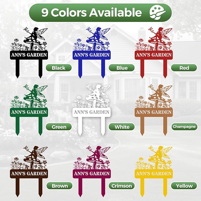 Personalized Metal Garden Sign, Custom Fairy Decor with Stake, Lucky Metal Yard Art, Garden Name Sign,Outdoor Decor,Patio Decoration,Home Present,Gardeners & Planters Gift