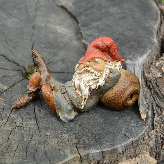 Top Collection Miniature Fairy Garden and Terrarium Garden Gnome Napping Statue