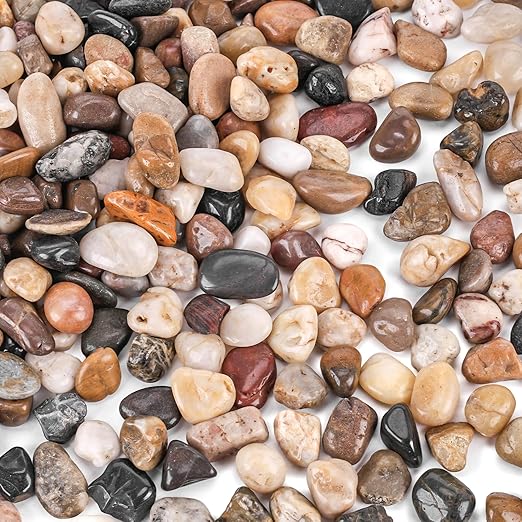 DomeStar River Rocks for Landscaping, 2lb Decorative Ornamental Pebbles Garden Landscaping Stones Gravel for Vases Fish Tank Succulent Potted Indoor Plants Crafts Home Garden Decor