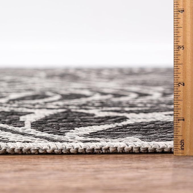 Keen Home Design Terrace Outdoor Throw Rug - 36"x60" Washable Indoor/Outdoor Rug for Patio, Kitchen, Balcony, Beach, Garden, Deck and Porch, Size: 3' x 5', Rainforest Black