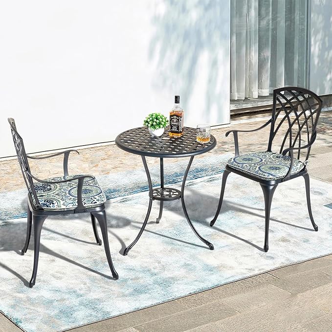 Outdoor Chair Cushions 16"x17" Set of 2, Water Resistant Patio Chair Pads with Ties, Seat Cushions for Home Garden Furniture Decoration, Celadon Wreath