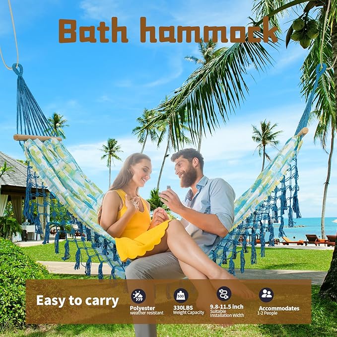 Beautiful Boho Style Hammock,Bohemian Outdoor Portable Person Hammock,for Suitable for Patio, Beach, Garden,Wedding Decor Khaki 79 * 59