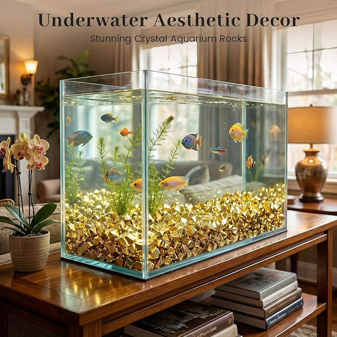 DomeStar 150PCS Gold Acrylic Ice Rocks – Faux Gold Gems Nuggets Vase Fillers for Christmas Centerpieces, Glitter Party Decorations, DIY Crafts & Table Scatter