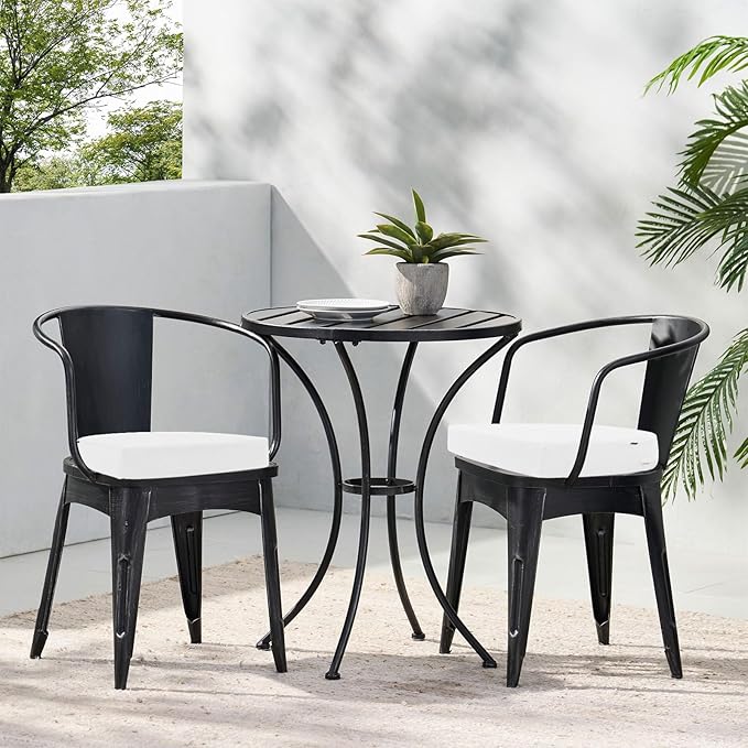 Topotdor Outdoor Chair Cushions Set of 2, 17"x16"x2" Waterproof Patio Chair Cushions for Outdoor Furniture, Round Corner Outdoor Seat Chair Pads with Ties for Patio Garden Dining Office, White