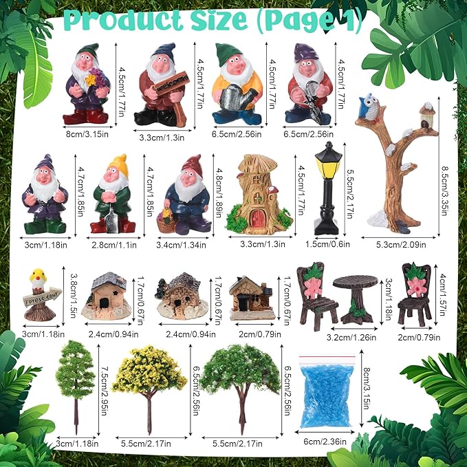 82 Pcs Fairy Garden Accessories Set Miniature Gnome Resin Figures Fairy Garden Decor Terrarium Decorations DIY Mini Landscape Ornaments