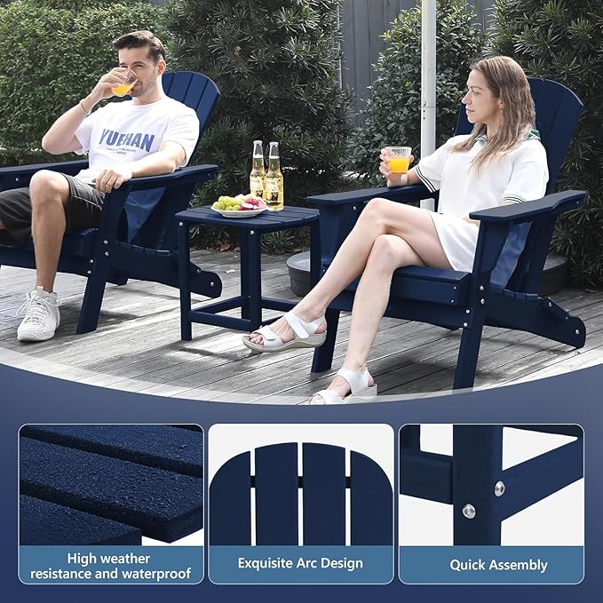 Outdoor Adirondack HDPE Side Table, Wooden Textured, Set for Patio, Garden, Porch, Pool Composite Patio, Backyard, Bathroom and Indoor, Maintenance & Weather Resistant