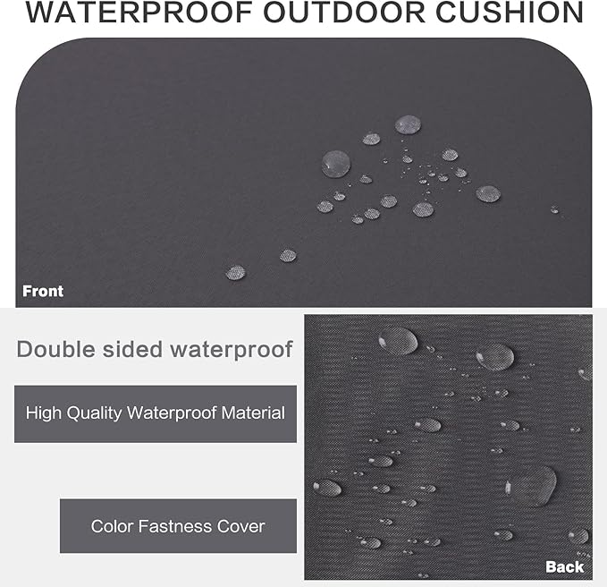Outdoor Bench Cushion 4 inches Memory Foam Waterproof Patio Furniture Bench Cushion Porch Swing Cushion with Handle and Adjustable Strap, 42 x 18 Inch Dark Gray