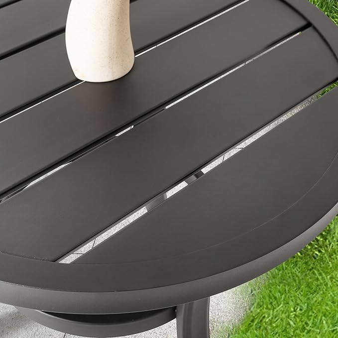 NUU GARDEN Metal Side Table, Weather Resistant 20" Patio Table, Outdoor Bistro Table, Outside End Table for Patio, Pool, Deck, Balcony, Porch, Outdoor or Indoor Use, Black